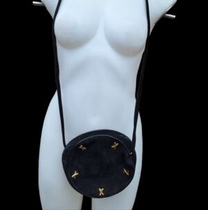 Paloma Picasso rare navy suede round x bag